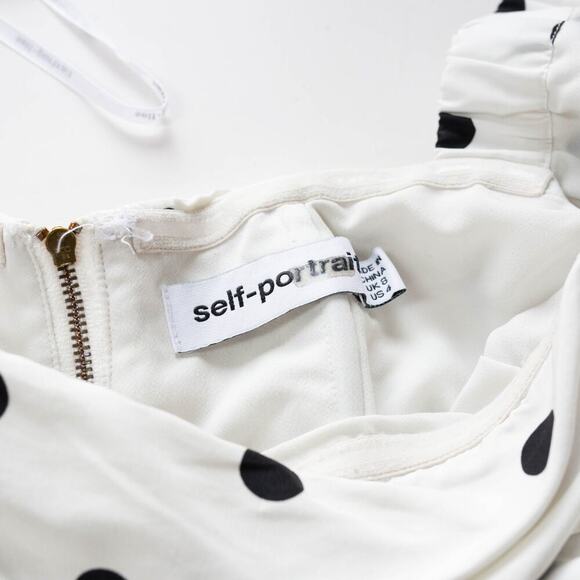 Self-Portrait Taffeta Polka Dot Top - Size 4 - Picture 5 of 9